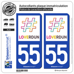 2 Autocollants plaque immatriculation Auto 55 Verdun - Tourisme-II