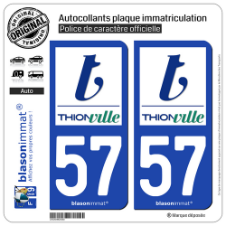 2 Autocollants plaque immatriculation Auto 57 Thionville - Ville