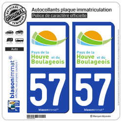 2 Autocollants plaque immatriculation Auto 57 Boulay-Moselle - Pays