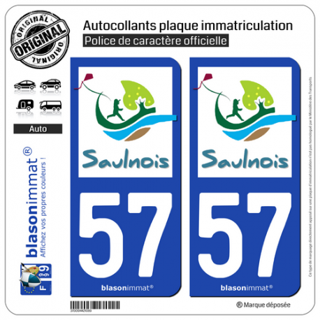 2 Autocollants plaque immatriculation Auto 57 Château-Salins - Agglo