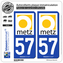 2 Autocollants plaque immatriculation Auto 57 Metz - Tourisme