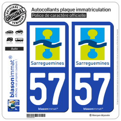 2 Autocollants plaque immatriculation Auto 57 Sarreguemines - Agglo