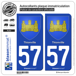 2 Autocollants plaque immatriculation Auto 57 Thionville - Armoiries