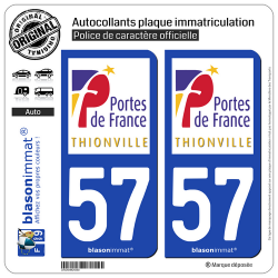 2 Autocollants plaque immatriculation Auto 57 Thionville - Agglo