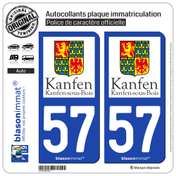 2 Autocollants plaque immatriculation Auto 57 Kanfen - Commune