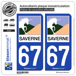 2 Autocollants plaque immatriculation Auto 67 Saverne - Ville