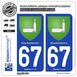 2 Autocollants plaque immatriculation Auto 67 Drachenbronn - Armoiries