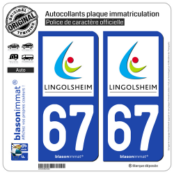 2 Autocollants plaque immatriculation Auto 67 Lingolsheim - Ville