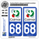 2 Autocollants plaque immatriculation Auto 68 Colmar - Tourisme