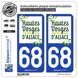 2 Autocollants plaque immatriculation Auto 68 Thann - Tourisme