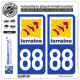 2 Autocollants plaque immatriculation Auto 88 Lorraine - LogoType