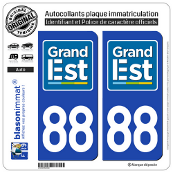 2 Autocollants plaque immatriculation Auto 88 Grand Est - LogoType