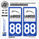 2 Autocollants plaque immatriculation Auto 88 La Bresse - Tourisme