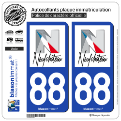 2 Autocollants plaque immatriculation Auto 88 Neufchâteau - Ville