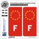 2 Autocollants immatriculation Auto F France - Identifiant Européen Rouge