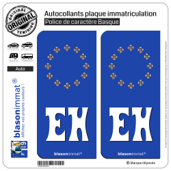 2 Autocollants immatriculation Auto EH Euskal Herria - Identifiant Européen