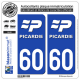 2 Autocollants plaque immatriculation Auto 60 Picardie - LogoType