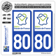 2 Autocollants plaque immatriculation Auto 80 Hauts-de-France - LogoType