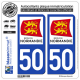 2 Autocollants plaque immatriculation Auto 50 Normandie - LogoType