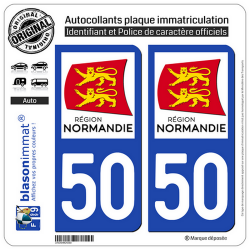 2 Autocollants plaque immatriculation Auto 50 Normandie - LogoType