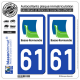 2 Autocollants plaque immatriculation Auto 61 Basse-Normandie - LogoType
