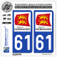 2 Autocollants plaque immatriculation Auto 61 Normandie - LogoType
