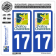 2 Autocollants plaque immatriculation Auto 17 Poitou-Charentes - LogoType