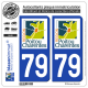 2 Autocollants plaque immatriculation Auto 79 Poitou-Charentes - LogoType