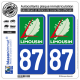 2 Autocollants plaque immatriculation Auto 87 Limousin - LogoType