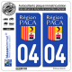 2 Autocollants plaque immatriculation Auto 04 PACA - LogoType