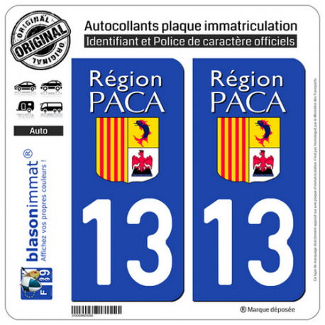 Autocollant plaque immatriculation département 13 PACA - LogoType