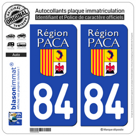 2 Autocollants plaque immatriculation Auto 84 PACA - LogoType