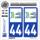 2 Autocollants plaque immatriculation Auto 44 Pays de la Loire - LogoType