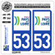 2 Autocollants plaque immatriculation Auto 53 Pays de la Loire - LogoType