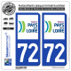 2 Autocollants plaque immatriculation Auto 72 Pays de la Loire - LogoType
