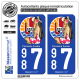 2 Autocollants plaque immatriculation Auto 987 Poupée Hinano - Armoiries