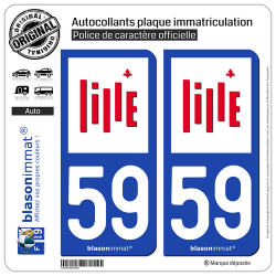2 Autocollants plaque immatriculation Auto 59 Lille - Ville