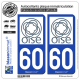 2 Autocollants plaque immatriculation Auto 60 Oise - Département