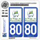 2 Autocollants plaque immatriculation Auto 80 Montdidier - Pays