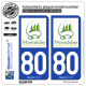 2 Autocollants plaque immatriculation Auto 80 Montdidier - Tourisme