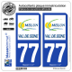 2 Autocollants plaque immatriculation Auto 77 Melun - Agglo