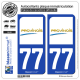 2 Autocollants plaque immatriculation Auto 77 Provins - Agglo