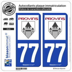 2 Autocollants plaque immatriculation Auto 77 Provins - Ville