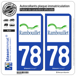 2 Autocollants plaque immatriculation Auto 78 Rambouillet - Ville