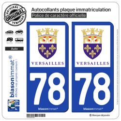 2 Autocollants plaque immatriculation Auto 78 Versailles - Ville