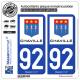 2 Autocollants plaque immatriculation Auto 92 Chaville - Ville