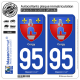 2 Autocollants plaque immatriculation Auto 95 Cergy - Armoiries