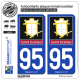 2 Autocollants plaque immatriculation Auto 95 Saint-Gratien - Ville