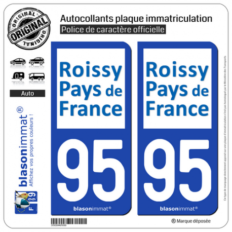 2 Autocollants plaque immatriculation Auto 95 Sarcelles - Agglo