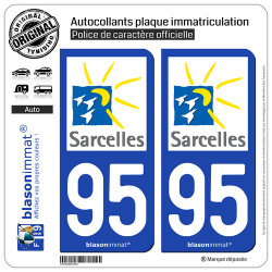2 Autocollants plaque immatriculation Auto 95 Sarcelles - Ville